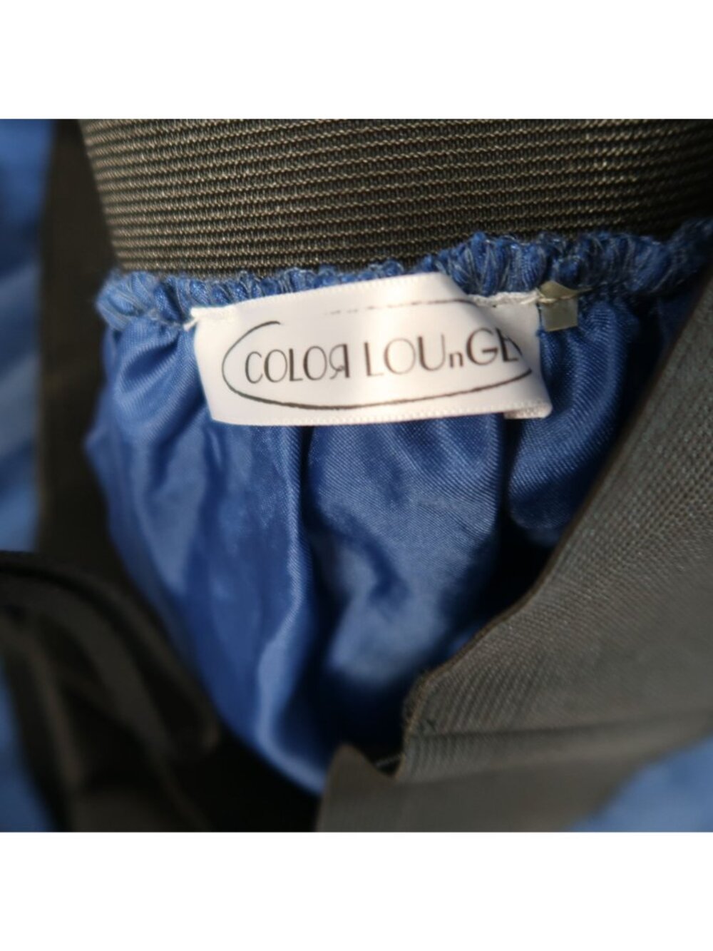 ✨3/$30 Color Lounge M Blue Sheer Overlay Skirt Black Bow Waist Knee Length Midi - Picture 3 of 4